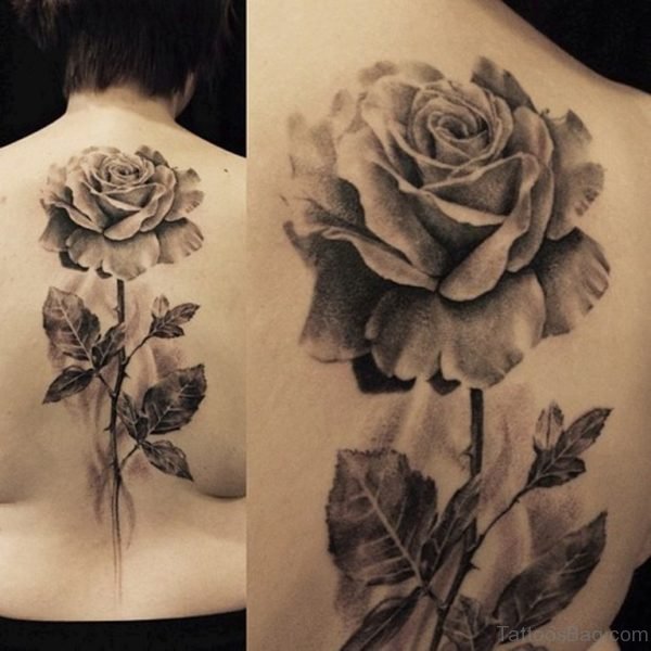 Grey Ink Rose Tattoo