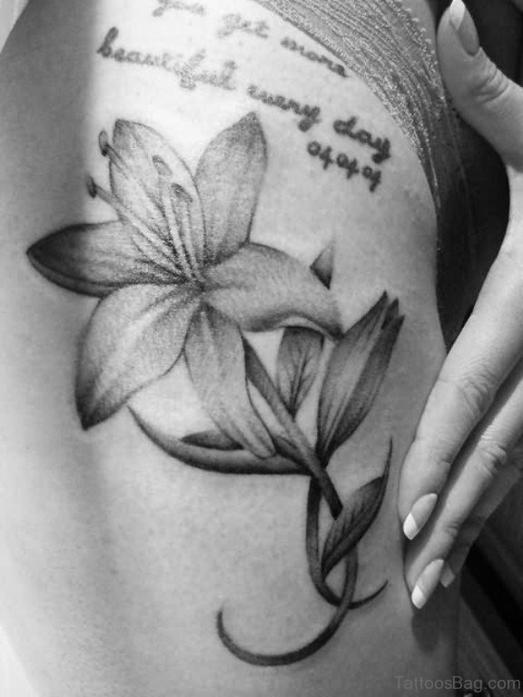 Grey Lily Tattoo Design