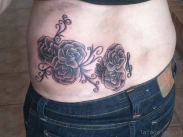 Grey Rose Flower Tattoo