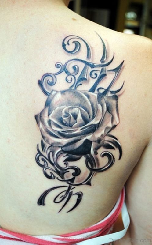 Grey Rose Flower Tattoo
