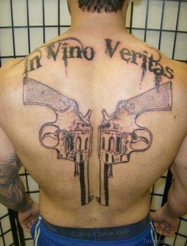 Gun Tattoo Design On Back