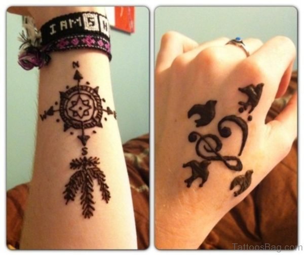 Henna Compass Tattoo