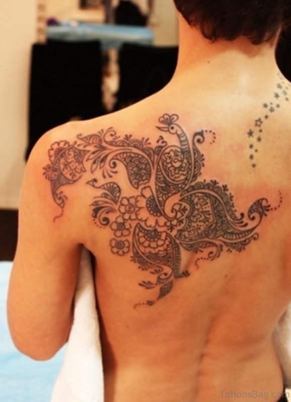 Henna Flower Tattoo On Back