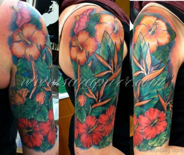 Hibiscus Shoulder Tattoo