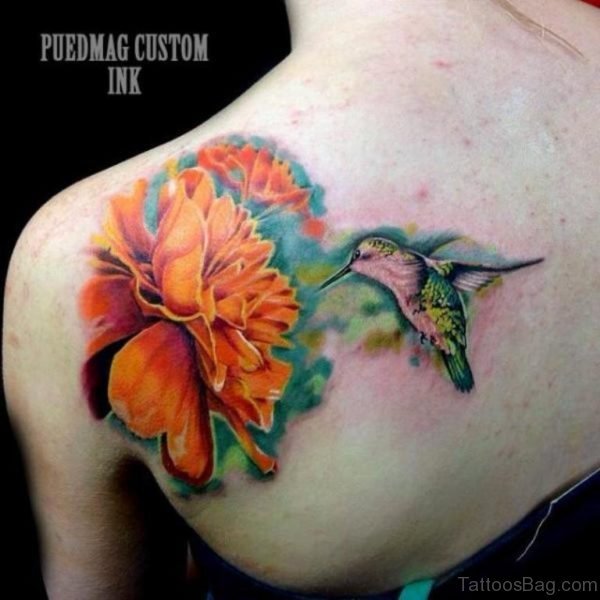 Hummingbird And Flower Tattoo