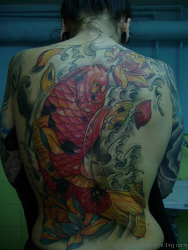 Impressive Fish Tattoo On Back