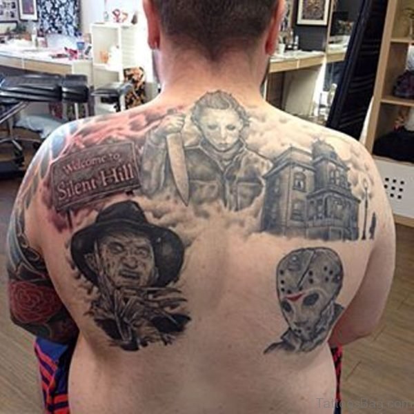 Impressive Horror Tattoo On Back