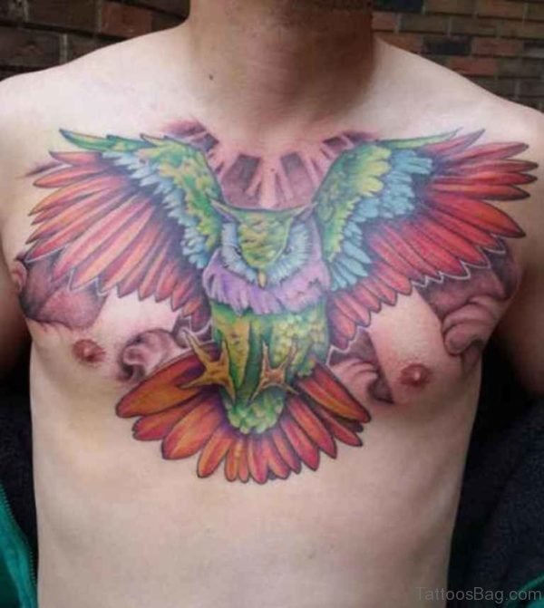 Impressive Owl Tattoo Design On Chest 