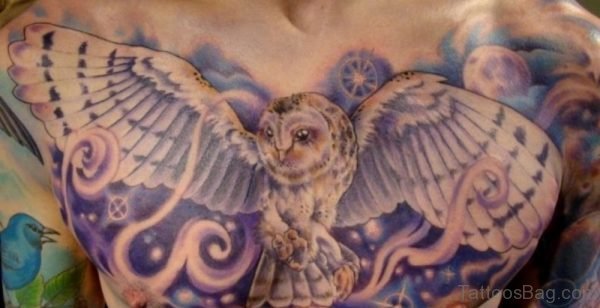 Impressive Owl Tattoo Design On Chest