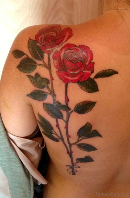 Impressive Rose Tattoo On Back