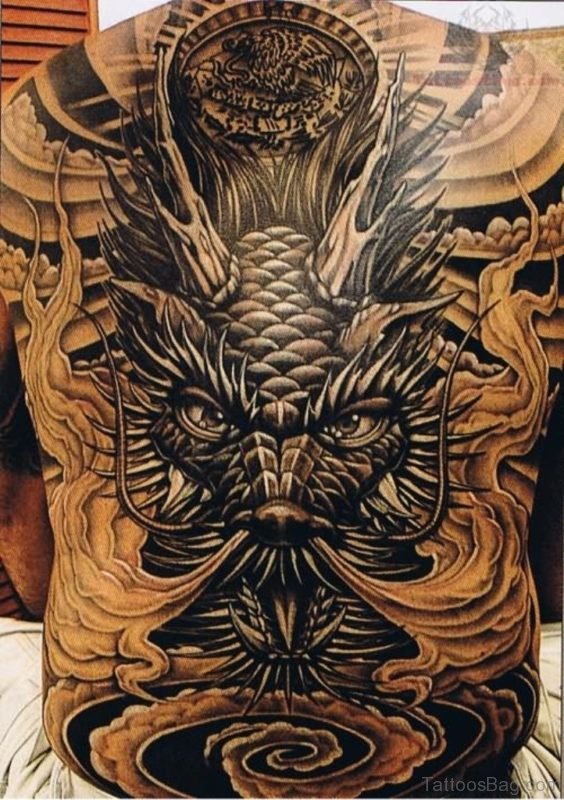 Japanese Dragon Back Tattoo