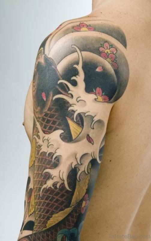 Japanese Koi Fish Tattoo On Bicep