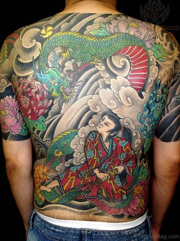 Japanese Warrior And Dragon Tattoo