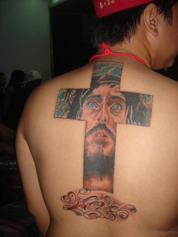 Jesus Face And Cross Tattoo