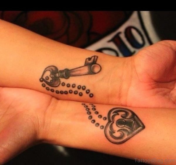 Key And Lock Tattoo On Wrist