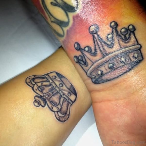King And Queen Crown Tattoo On Wrist