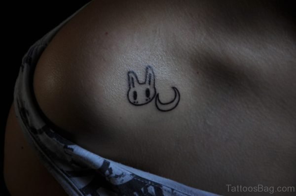 Kitty Face And Moon Tattoo