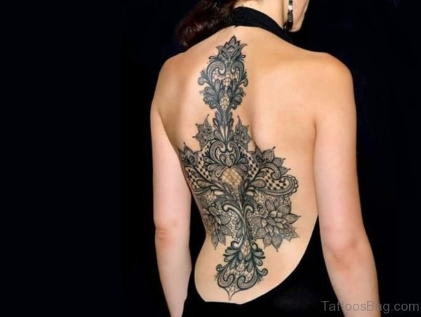 Lace Tattoo On Full Back