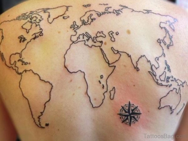Large Map Tattoo On Back