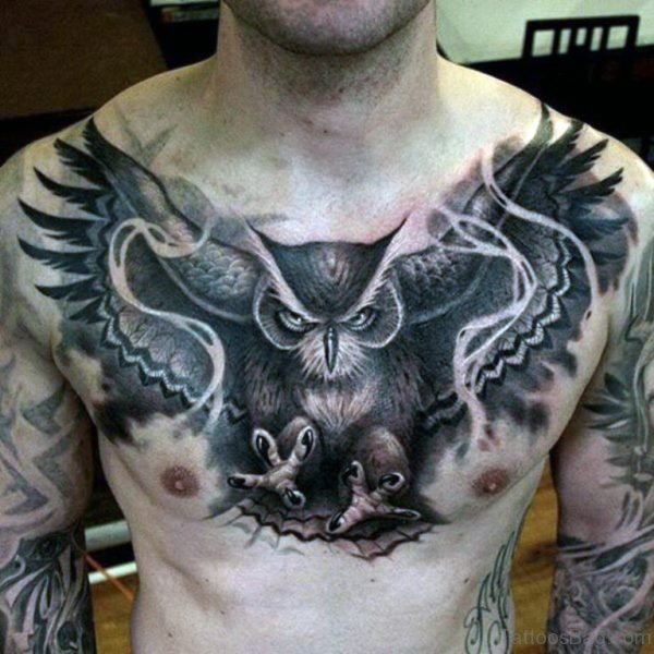 Large Winged Owl Tattoo