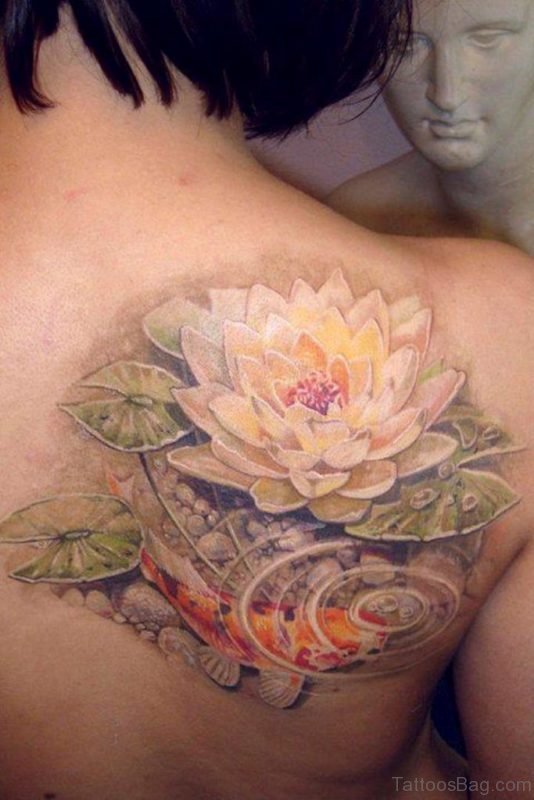 Leaf And Lotus Flower Tattoo