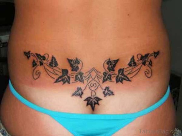Leaf Tattoo On Lower Back