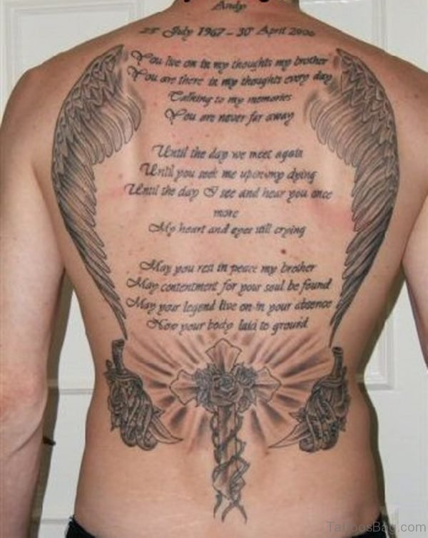 Lettering Tattoo On Full Back
