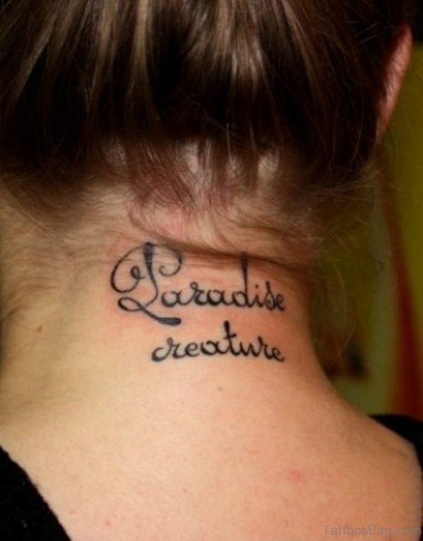 Lettering Tattoo On Neck