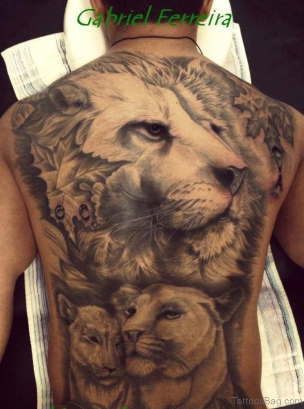 Lion Tattoo Design On Back