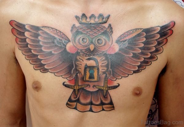 Lock And Owl Tattoo-TB1114