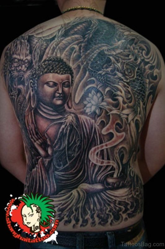 Lord Buddha & Dragon Tattoo Design