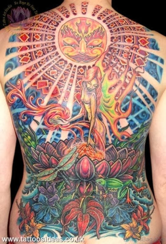 Lotus Flower Tattoo On Full Back
