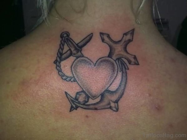 Love Heart Cross And Anchor Tattoo