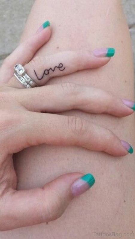 Love Tattoo Design On Finger