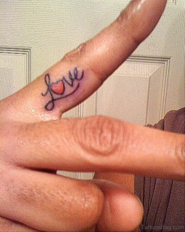 Love Tattoo Design On Finger