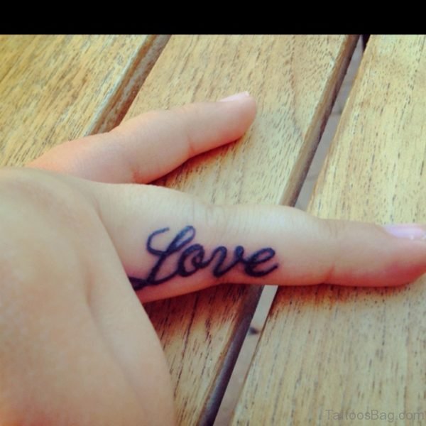 Love Tattoo Design On Finger