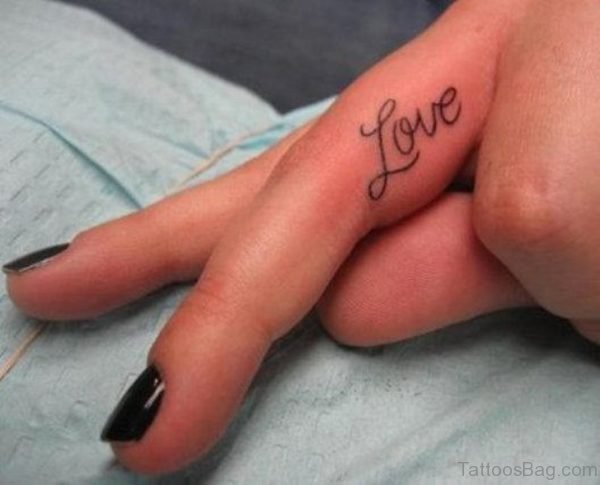 Love Tattoo Design On Finger