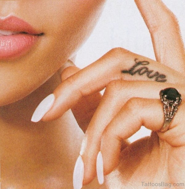 Love Words Tattoo On Finger