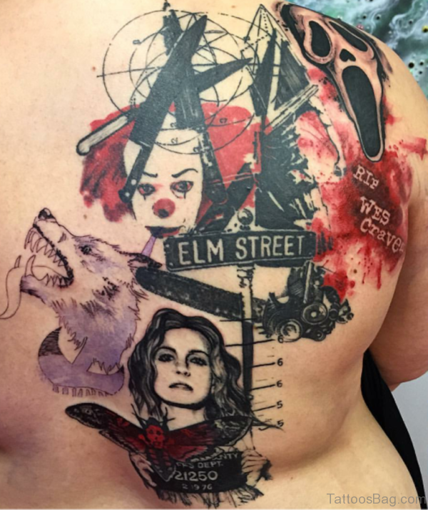 Colorful Horror Tattoo