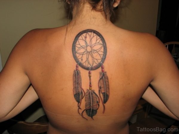 Lovely Dreamcatcher Tattoo On Back