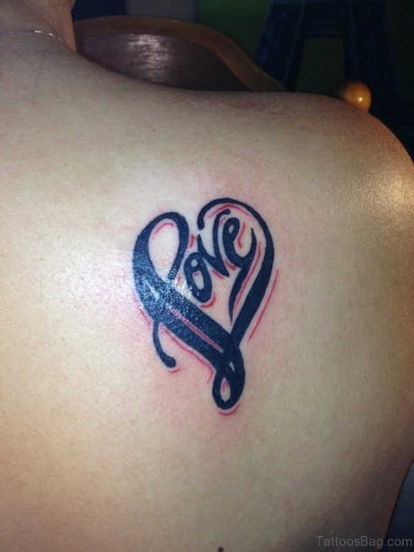 Lovely Love Heart Tattoo On Back