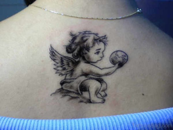 Lovely Memorial Angel Tattoo Design