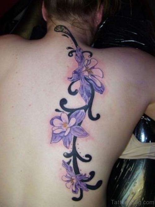 Lovely Purple Lily Flower Tattoo