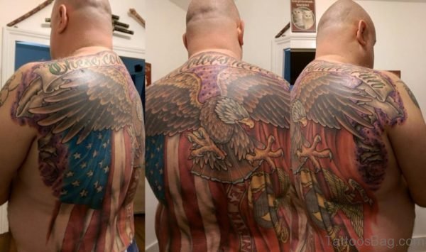 Magnificent Patriotic Tattoo On Back