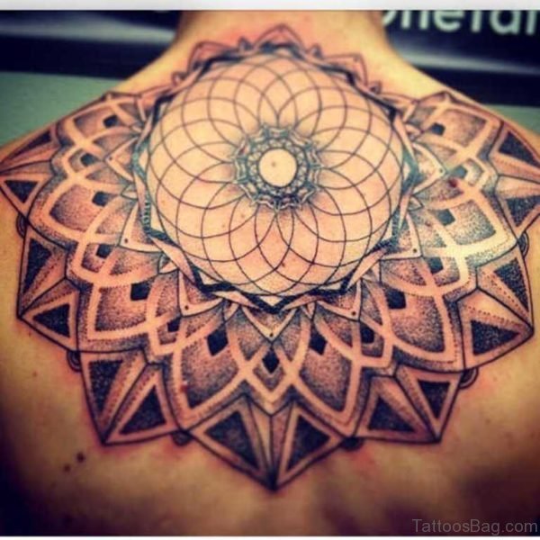 Mandala Tattoo On Upper Back