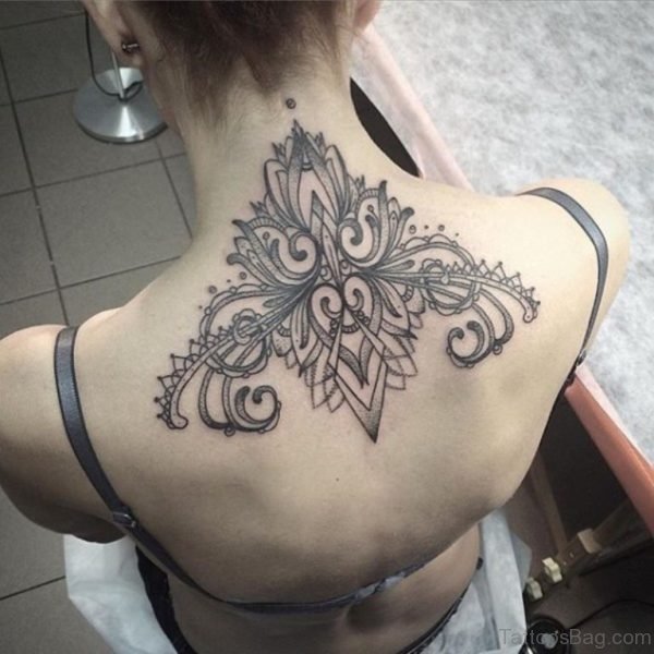 Mandala Tattoo On Upper Back