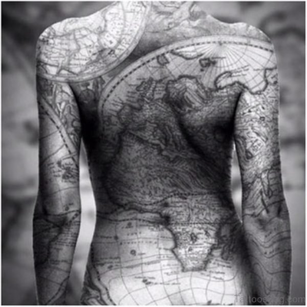Map Tattoo On Entire Back