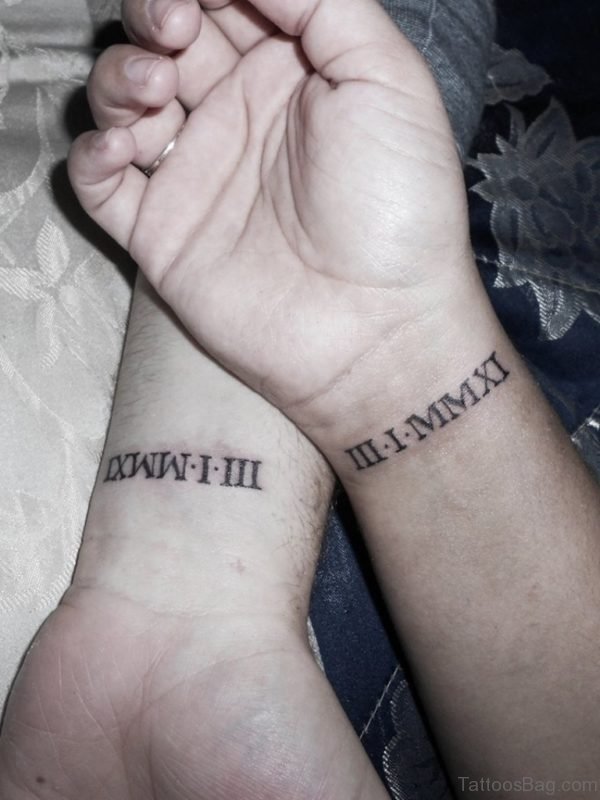 Matching Number Tattoo On Wrist