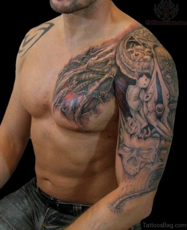 Mechanical Skull Mask Tattoo