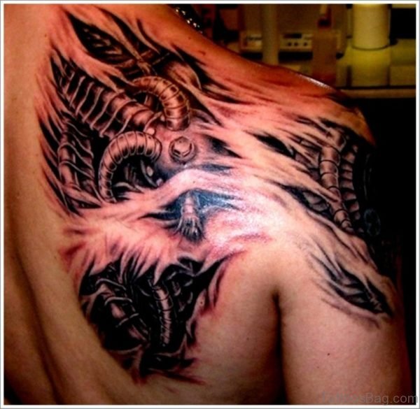 Mechanical Tattoo On Back